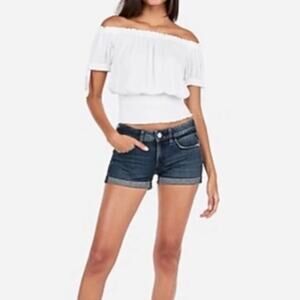 Express Mid Rise Cuffed Jean Shorts Dark Wash Size 4